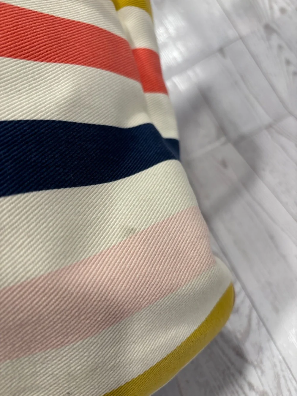 Coach Hadley Multicolor Striped Canvas Tote with Tan Trim